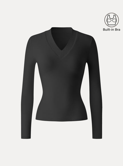 V-neck Wide Binding Slimming Built-In Bra Top