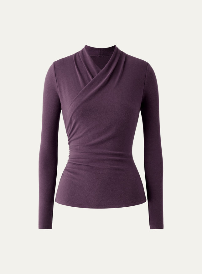 Surplice Long Sleeve Ruched Top