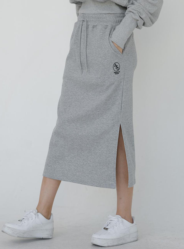 Awesomestudio Women's Sweat Long Skirt Melange Gray
