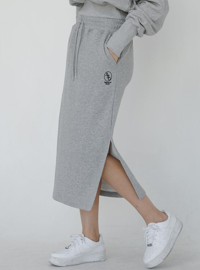 Awesomestudio Women's Sweat Long Skirt Melange Gray