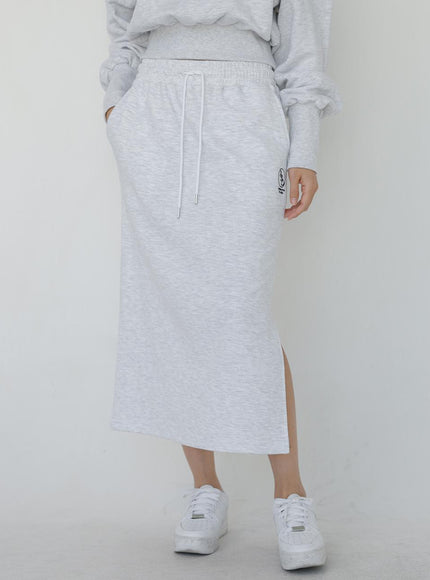 Awesomestudio Women's Sweat Long Skirt Melange Gray