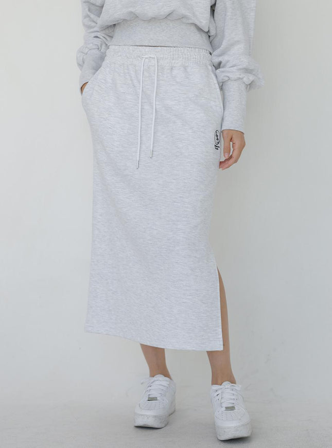 Awesomestudio Women's Sweat Long Skirt Melange Gray