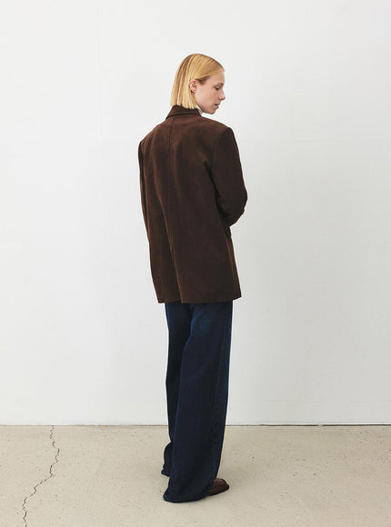 MOHAN Women's Suede Overfit 3-Button Jacket