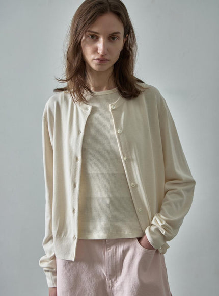 FACADE PATTERN Women's Paper Essential Cardigan Ivory 720423649