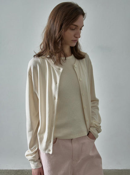 FACADE PATTERN Women's Paper Essential Cardigan Ivory 720423649