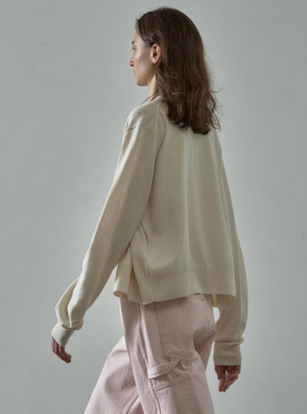 FACADE PATTERN Women's Paper Essential Cardigan Ivory 720423649