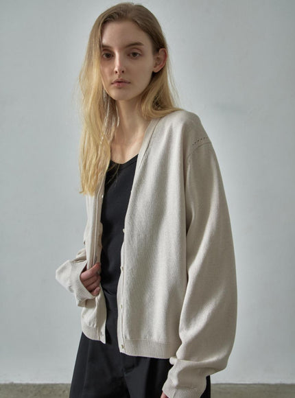 FACADE PATTERN Women's Paper V-Neck Cardigan Light Brown 720423657