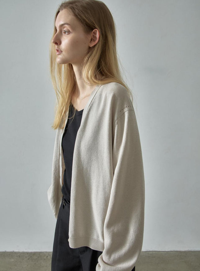 FACADE PATTERN Women's Paper V-Neck Cardigan Light Brown 720423657