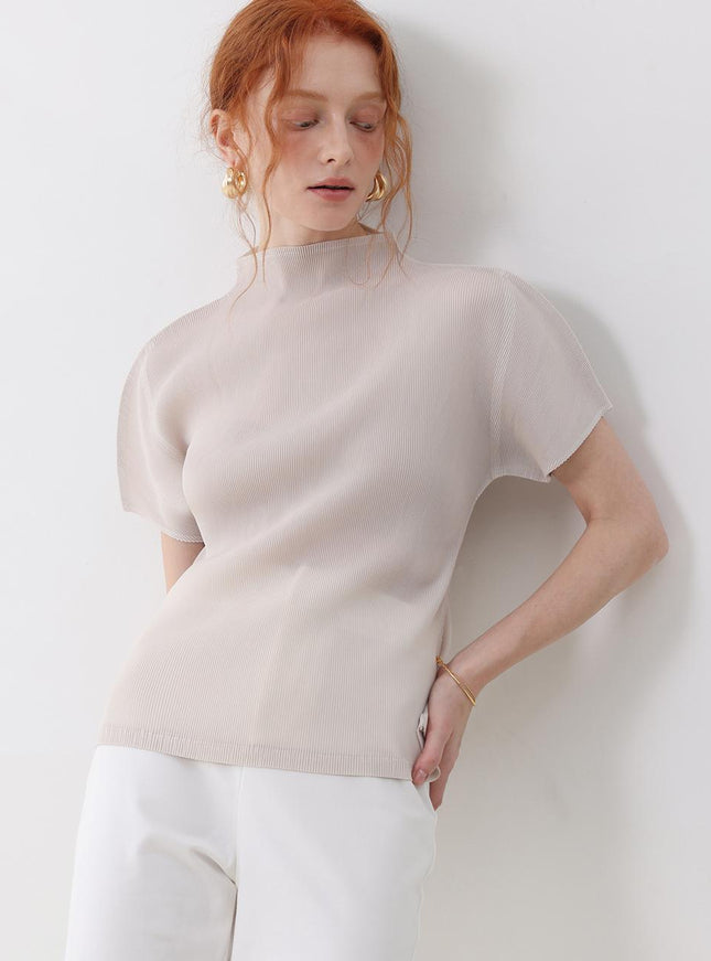 PLEATSMOOD Women's Wani Half-Neck Pleated Blouse 720502399