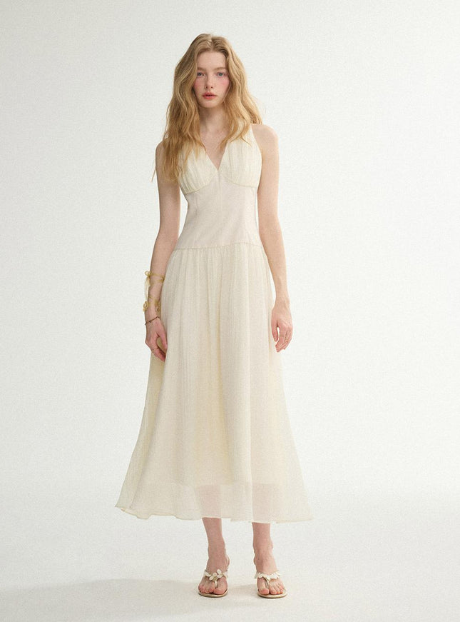 Sincethen Women's Halterneck Long Dress Creamy 720566715