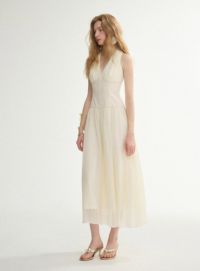 Sincethen Women's Halterneck Long Dress Creamy 720566715