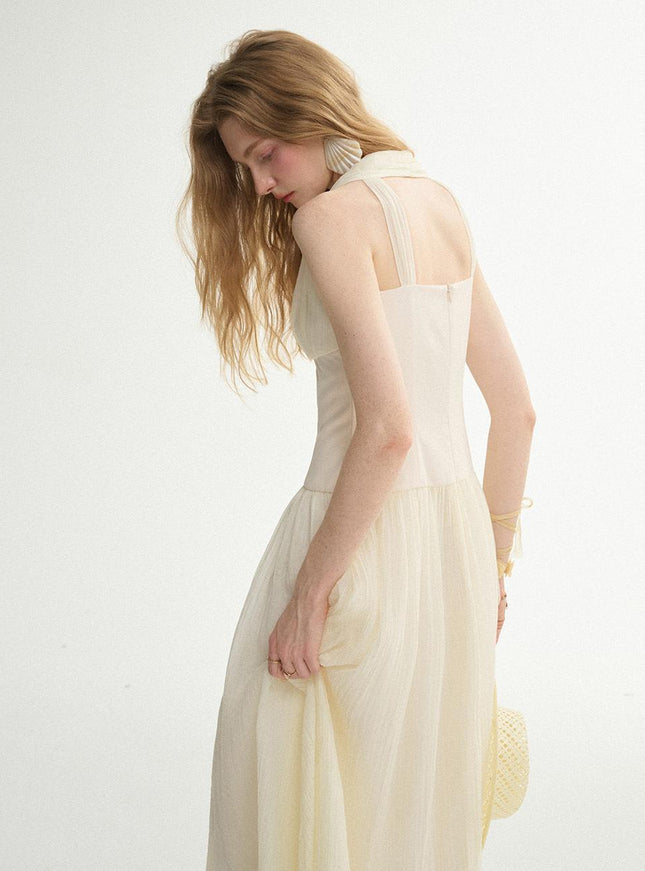 Sincethen Women's Halterneck Long Dress Creamy 720566715