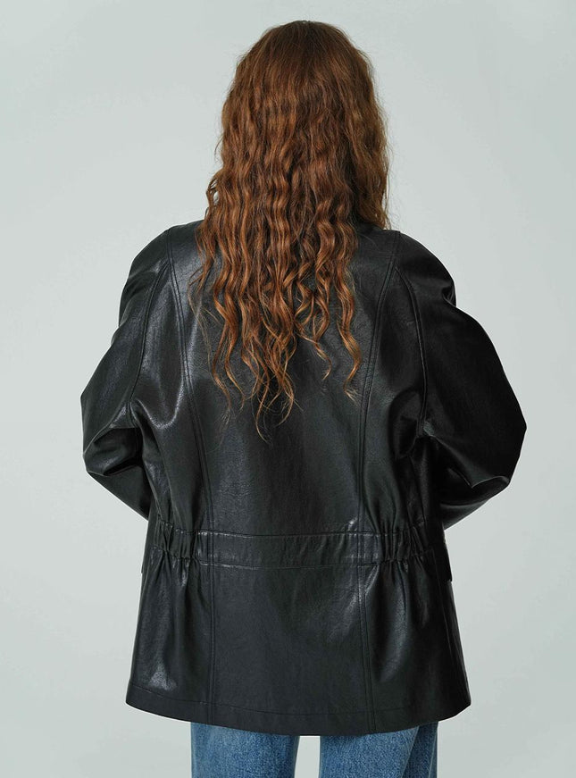 on&on Women's Stitch Leather Jacket Black 720711068
