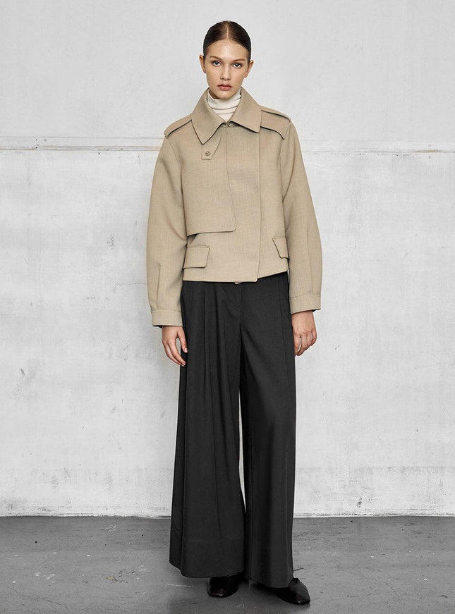 RANUNCULUS Women's Classic Crop Trench Coat Khaki 720748990