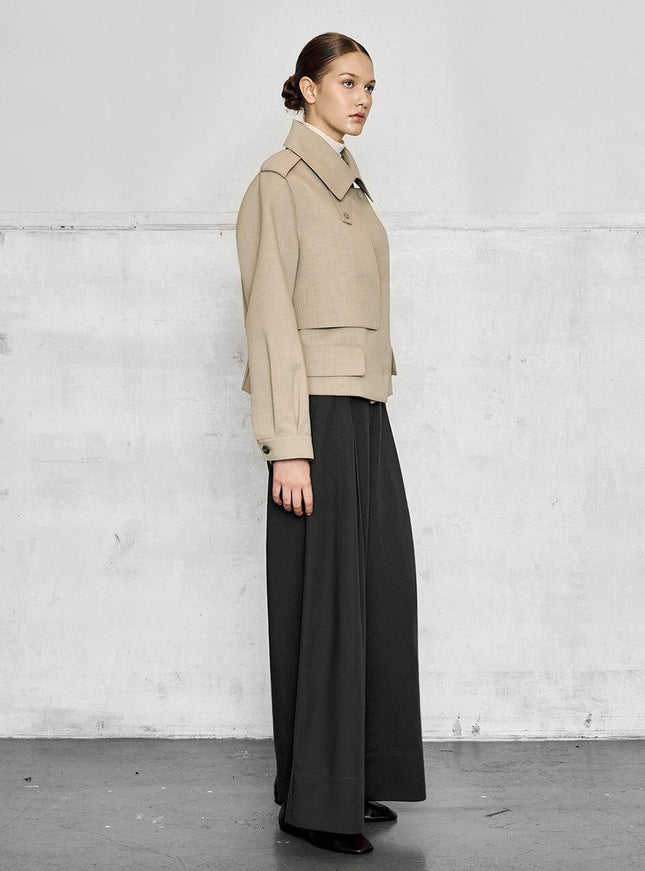 RANUNCULUS Women's Classic Crop Trench Coat Khaki 720748990