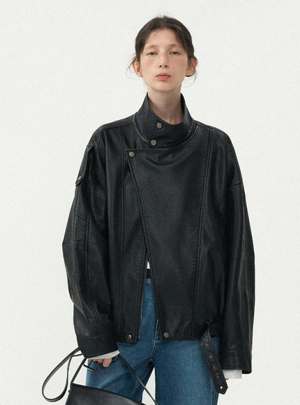 OFF AND AWAY Women's Classic Rider Blouson Casual Jacket Black 720770950