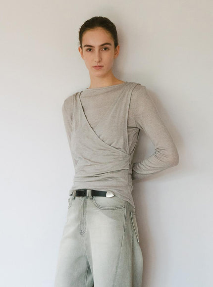 MOHAN Women's TVW Draped Layer T-Shirts