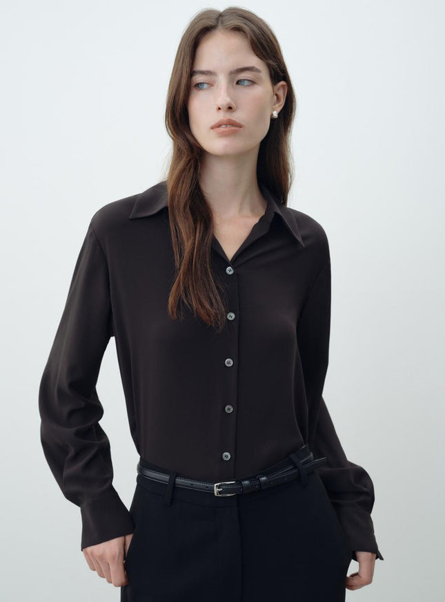FRONTROW Women's Drama Signature Button Silky Blouse 720844490