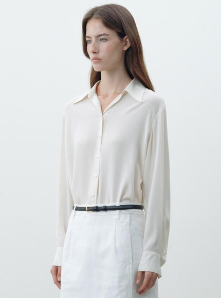 FRONTROW Women's Drama Signature Button Silky Blouse 720844490