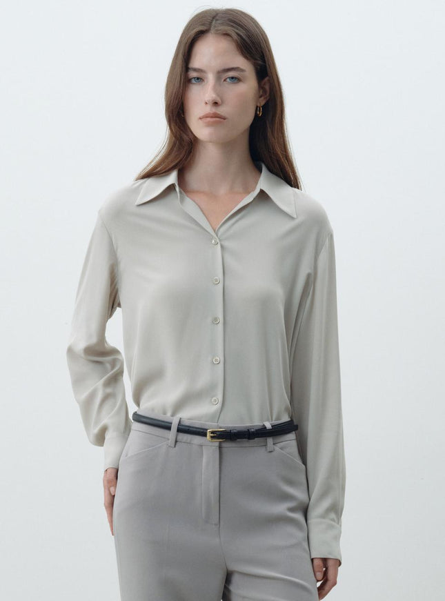 FRONTROW Women's Drama Signature Button Silky Blouse 720844490