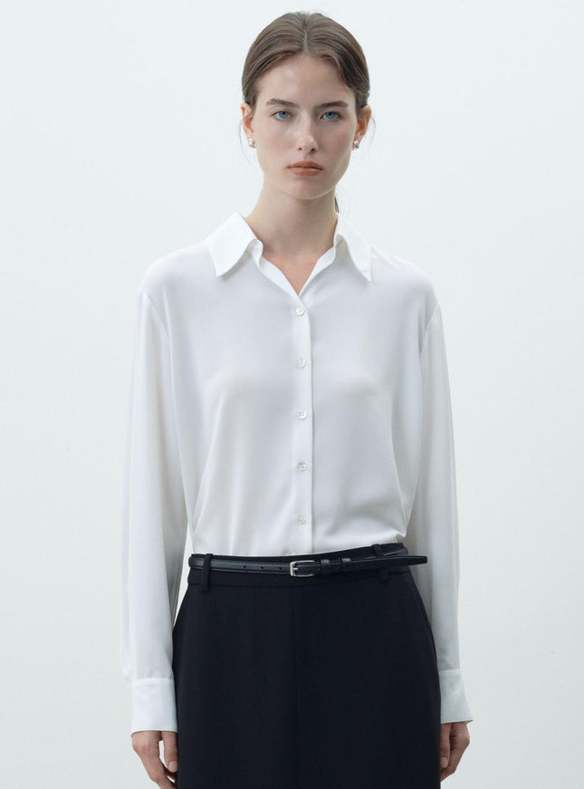 FRONTROW Women's Drama Signature Button Silky Blouse 720844490