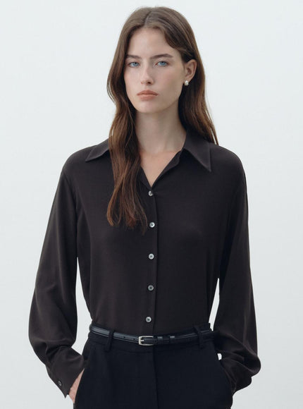 FRONTROW Women's Drama Signature Button Silky Blouse 720844490