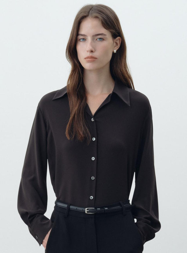 FRONTROW Women's Drama Signature Button Silky Blouse 720844490