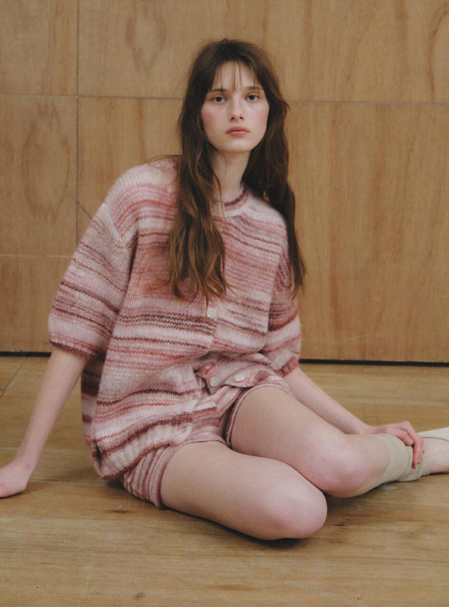 CITTA Women's Pastel Stripe Knit Cardigan CTK266