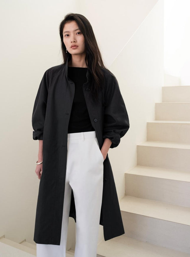 howtoloveme Women's Monair High-Neck Trench Mac Coat Charcoal 720879207