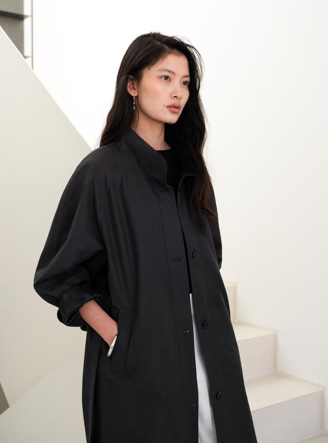 howtoloveme Women's Monair High-Neck Trench Mac Coat Charcoal 720879207