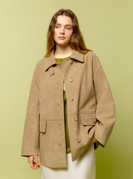 DEPOUND Women's Suede Half Jacket Taupe