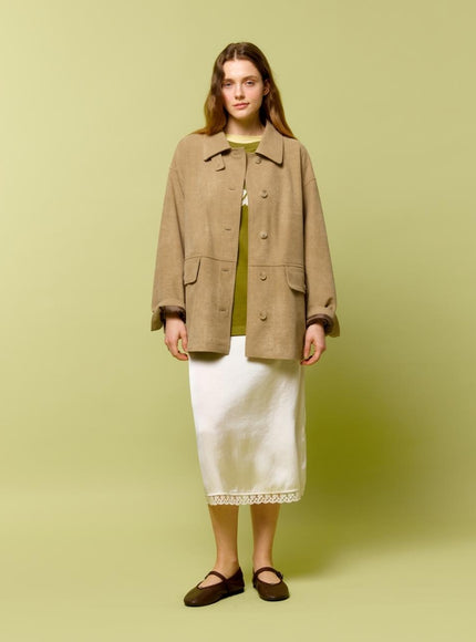 DEPOUND Women's Suede Half Jacket Taupe