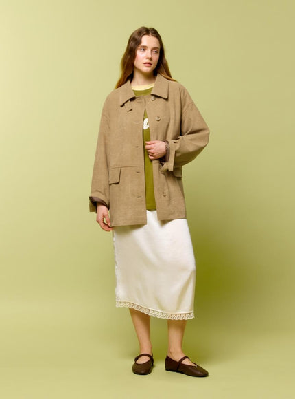 DEPOUND Women's Suede Half Jacket Taupe