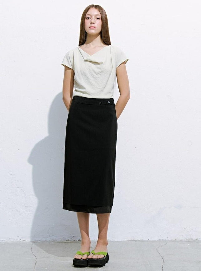 kuho plus Women's Lining Detail Midi Skirt Black 720981527