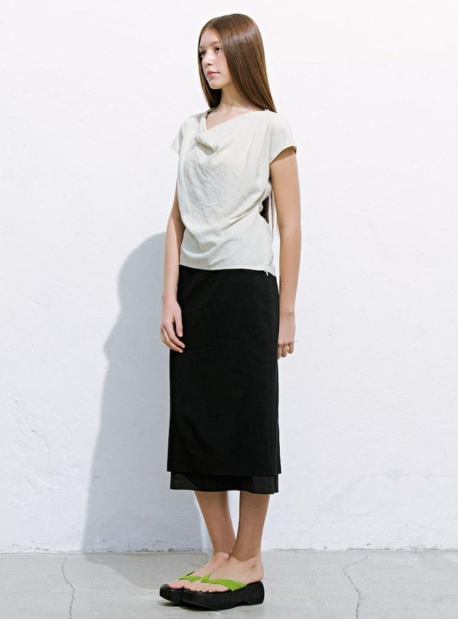 kuho plus Women's Lining Detail Midi Skirt Black 720981527