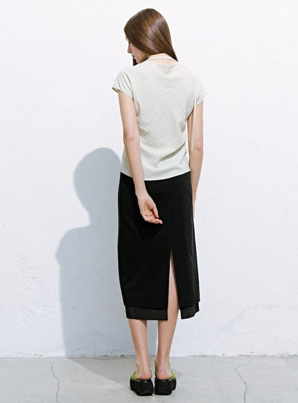 kuho plus Women's Lining Detail Midi Skirt Black 720981527