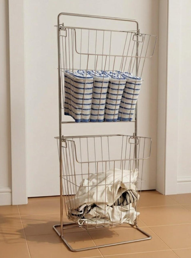 MOODLUXE Luxe 304 Stainless Steel 2-Tier Swing Laundry Basket 720990325
