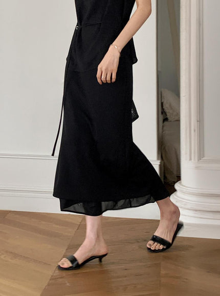 MORREST Women's Stretchy Feminine Layered Skirt