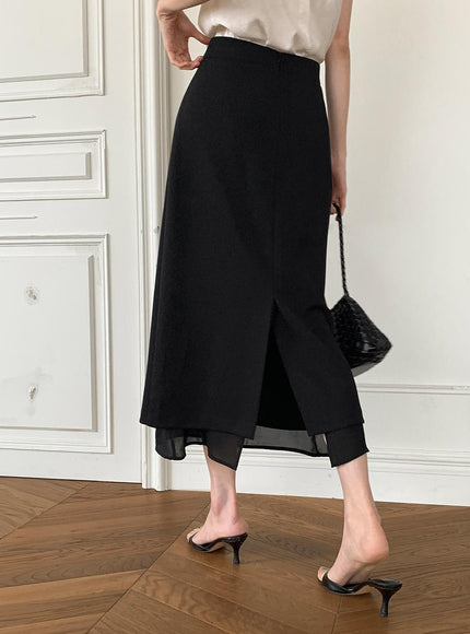 MORREST Women's Stretchy Feminine Layered Skirt