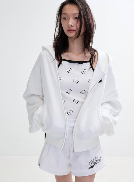 MINJUKIM PAKUA Women's Double Ribbon Zip-Up Hoodie White