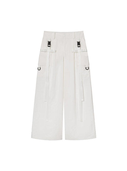 MINJUKIM PAKUA Women's Ribbon Buckle Cargo Pants White
