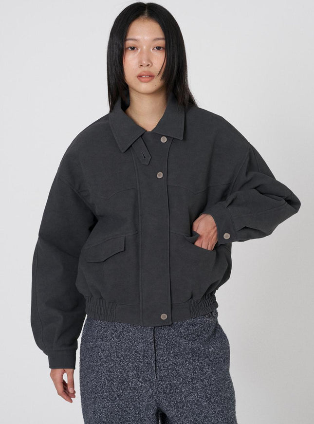 Thirsty Club Women's Matte Suede Blouson Jumper Charcoal 721032315