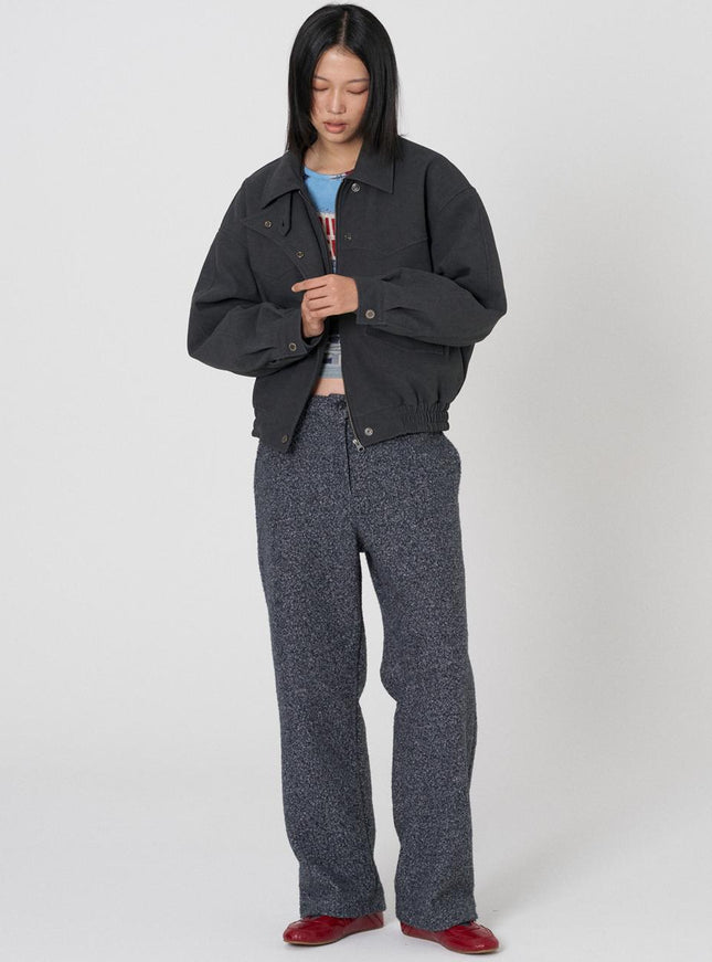 Thirsty Club Women's Matte Suede Blouson Jumper Charcoal 721032315