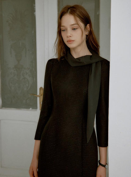IvanaHelsinki Women's Luma Tweed Scarf Midi Dress