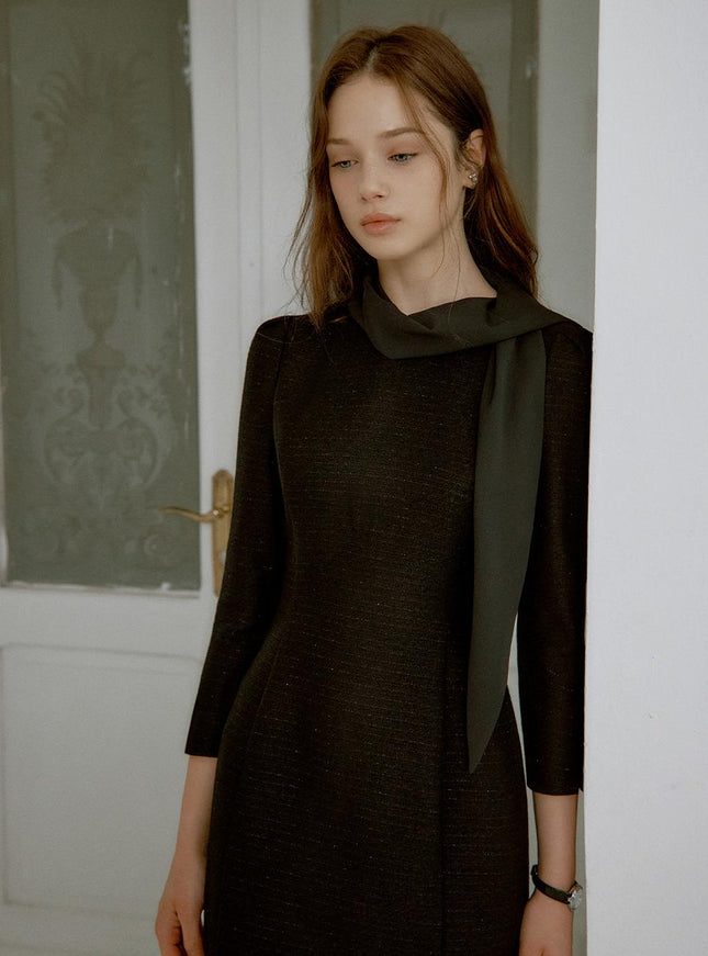 IvanaHelsinki Women's Luma Tweed Scarf Midi Dress