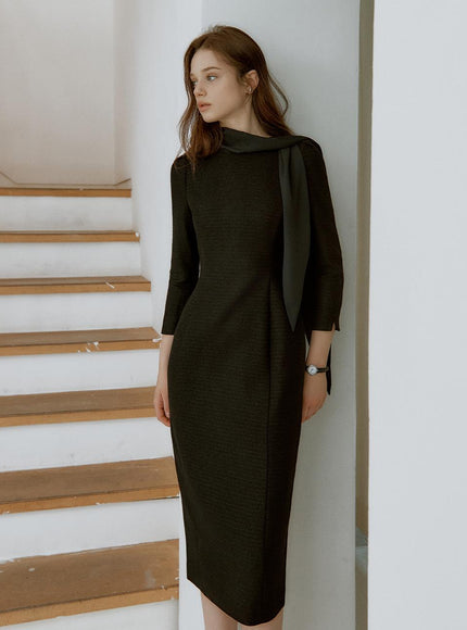 IvanaHelsinki Women's Luma Tweed Scarf Midi Dress