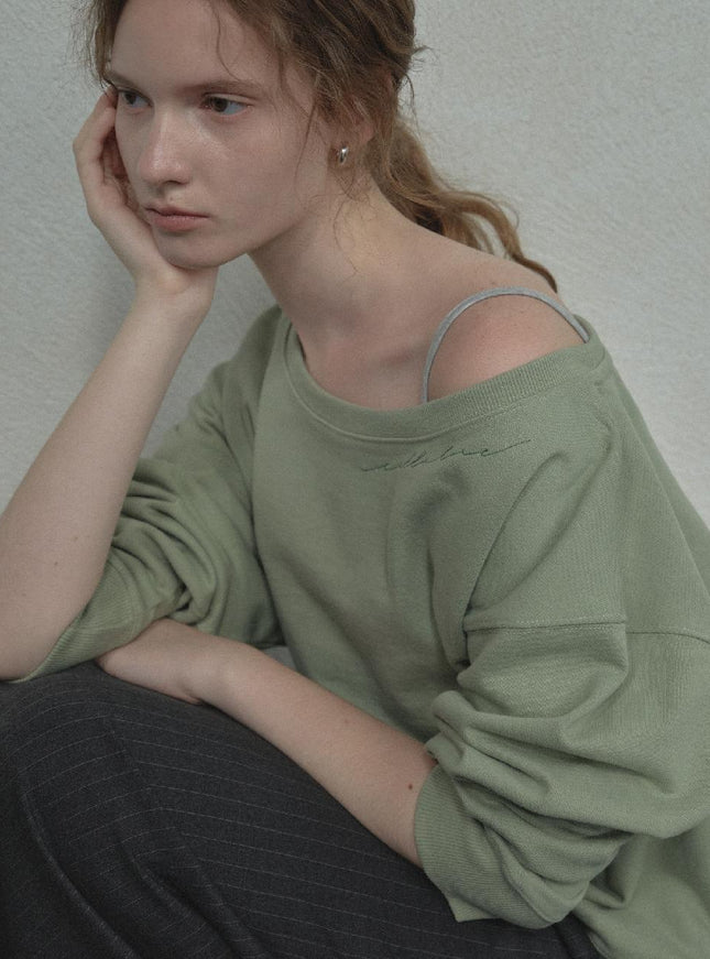 TILLIDIE Women's Off Shoulder Embroidered Sweatshirt Gray Free Size