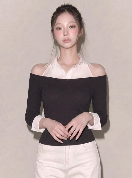 L’autre de min Women's Halter Layered Shirt Top