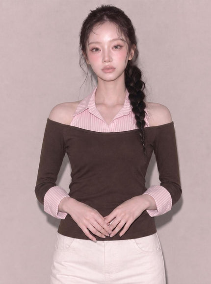 L’autre de min Women's Halter Layered Shirt Top