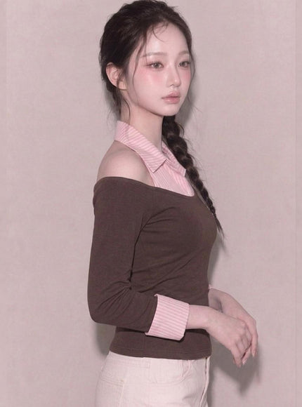 L’autre de min Women's Halter Layered Shirt Top